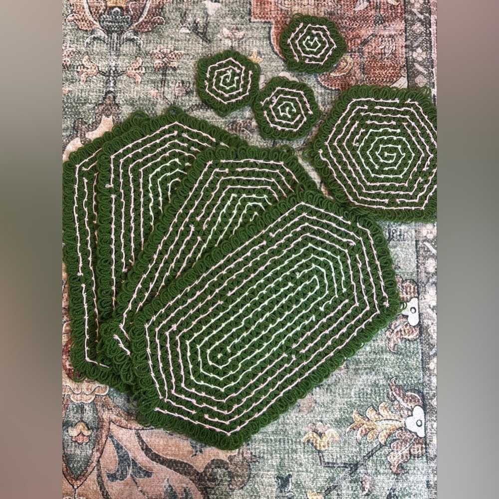 Handmade Green Crochet Placement set